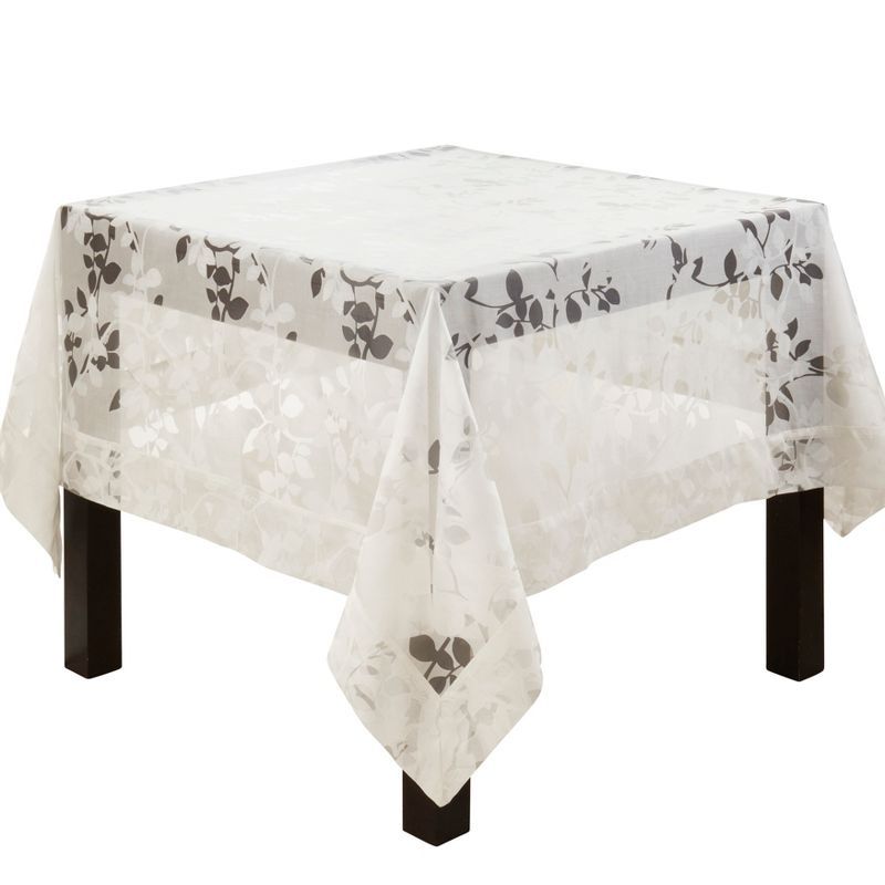 Sheer Elegance White Vine Design 70" Tablecloth