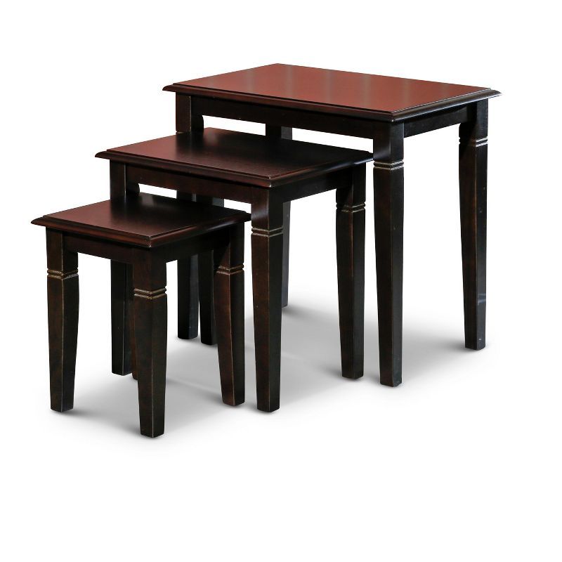 Espresso Rubberwood 3-Piece Nesting Table Set