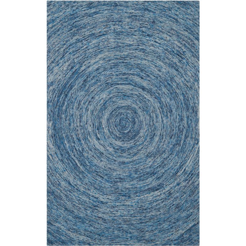 Dark Blue Multi Hand-Tufted Wool Area Rug 5' x 8'