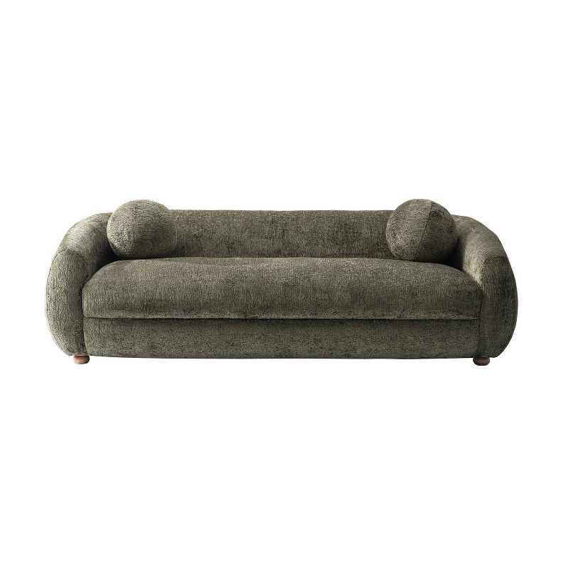 Tribeca Olive Green Chenille Upholstered Sofa with Wood Frame