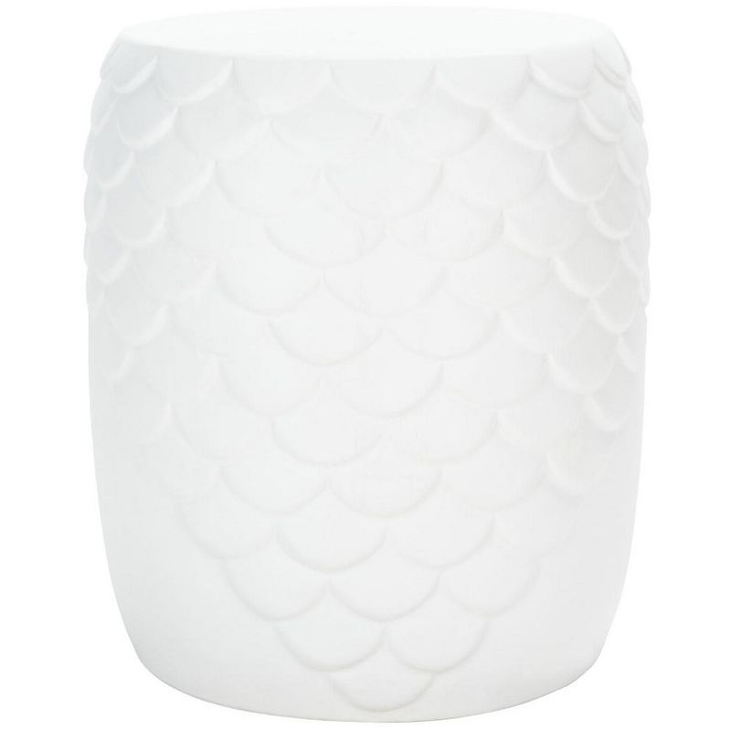 Ivory Concrete Fish Scale Outdoor Accent Stool