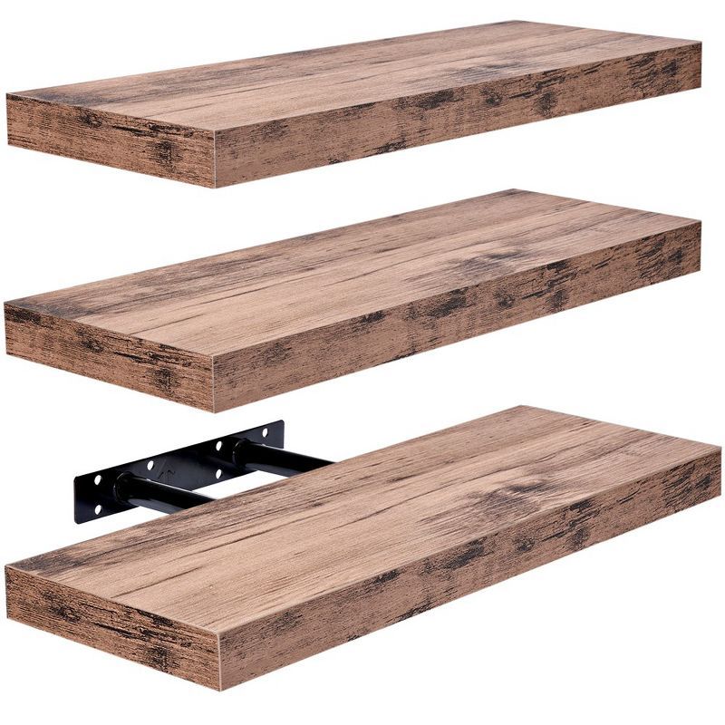 Rustic Mahogany Floating Mantel Wall Shelf, 17.6" L