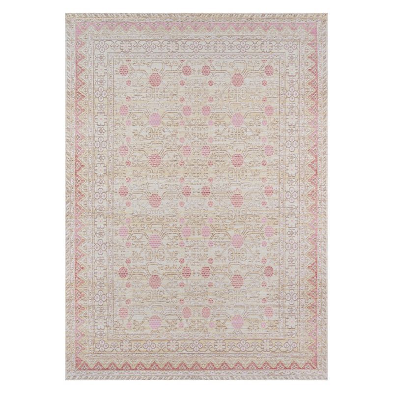 Pink Braided Synthetic Rectangular 4' x 6' Easy Care Rug