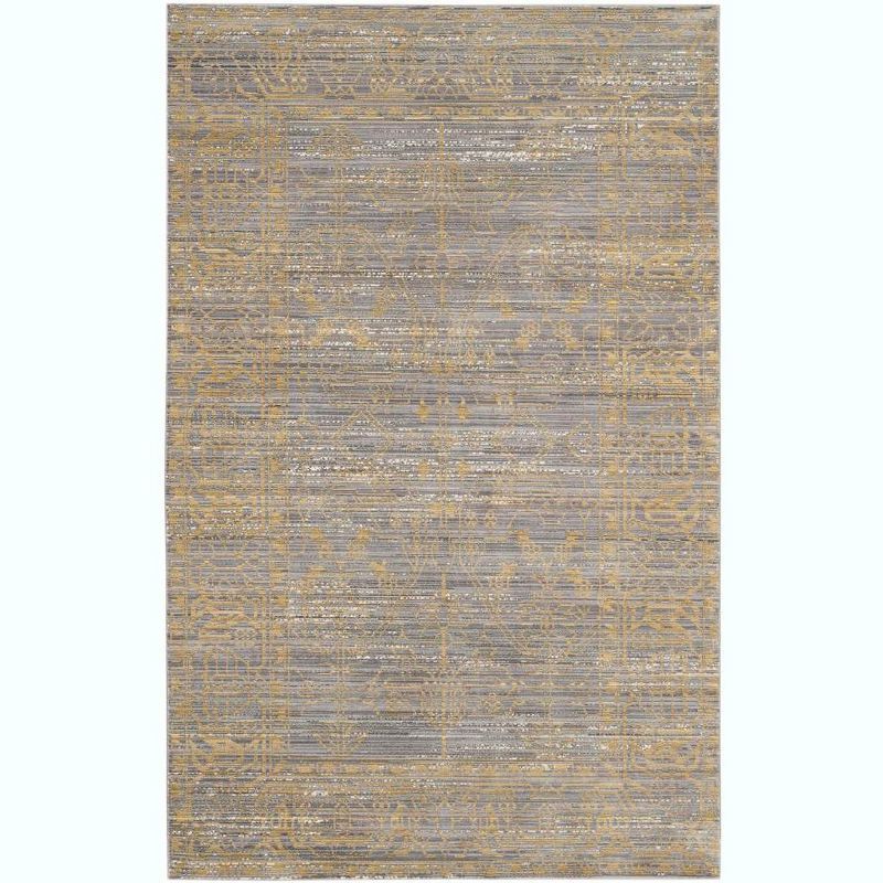 Valencia Overdyed Grey & Gold Hand-Knotted 4' x 6' Area Rug