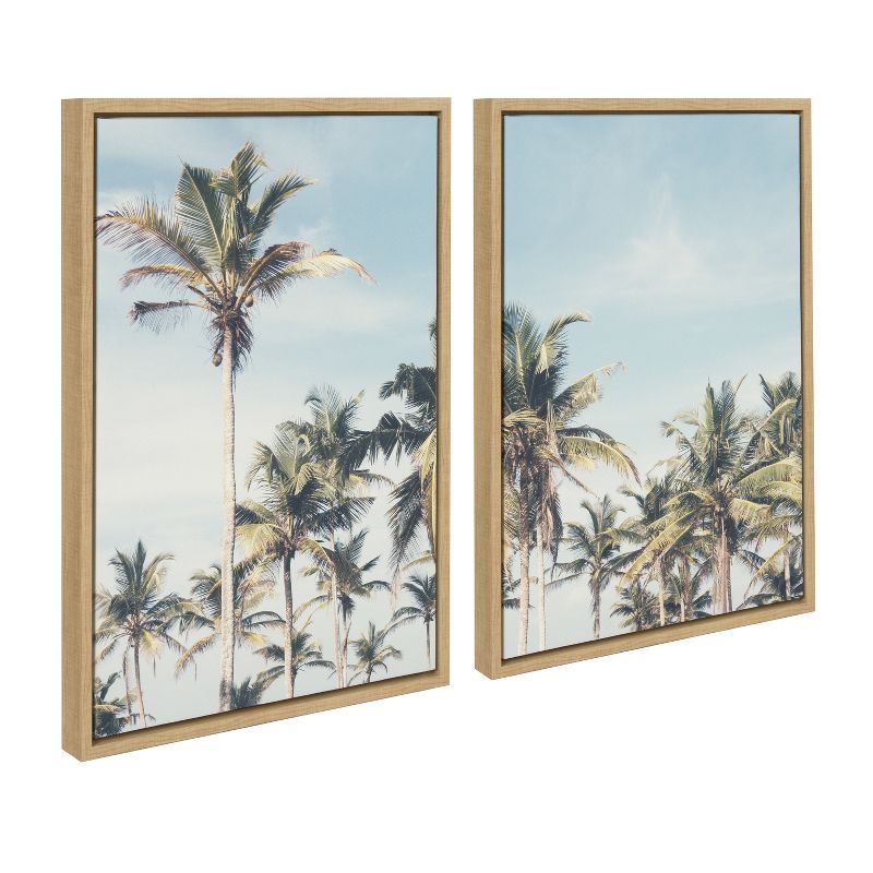 Coastal Coconut Palm Tree Beach Framed Canvas Set, 18x24