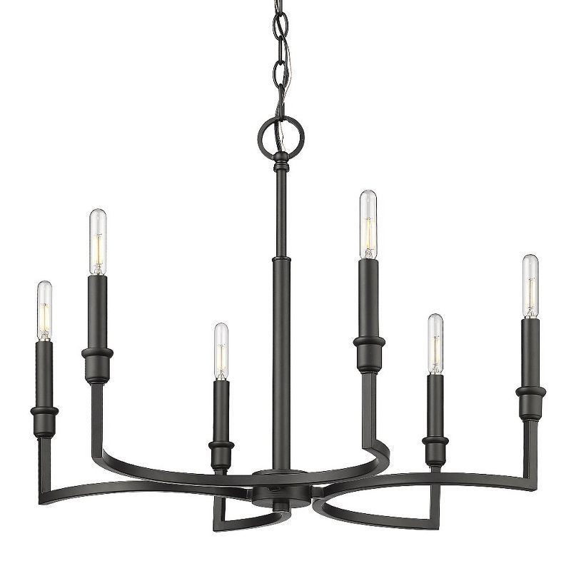 Matte Black 6-Light Candle Chandelier