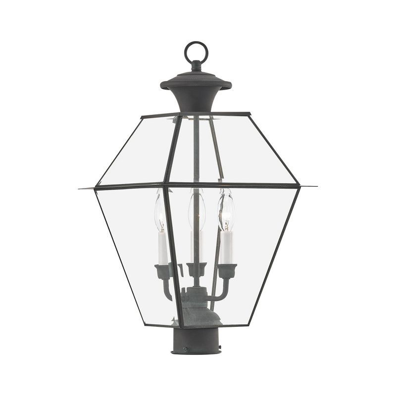 Charcoal Solid Brass 3-Light Outdoor Post Lantern