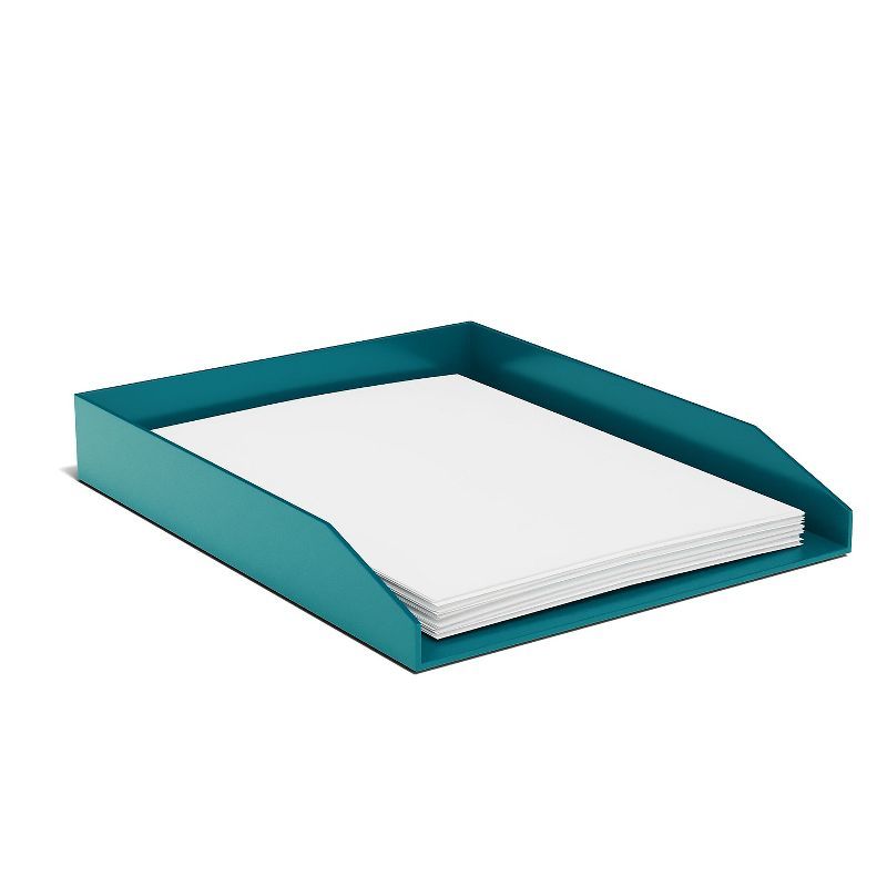 Teal Front Load Stackable Plastic Letter Tray