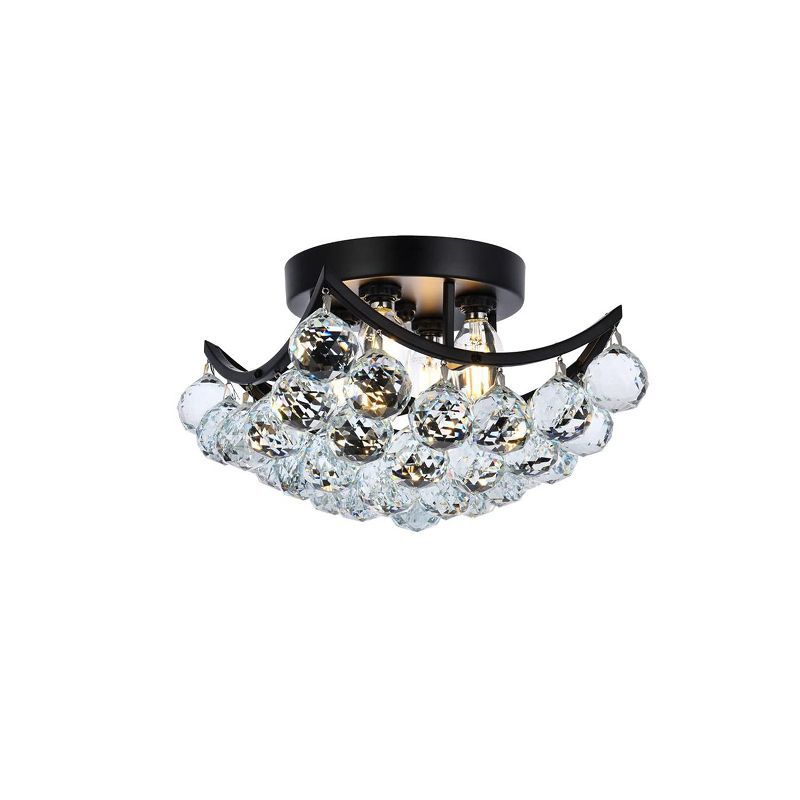 Corona Black and Clear Crystal Flush Mount Light