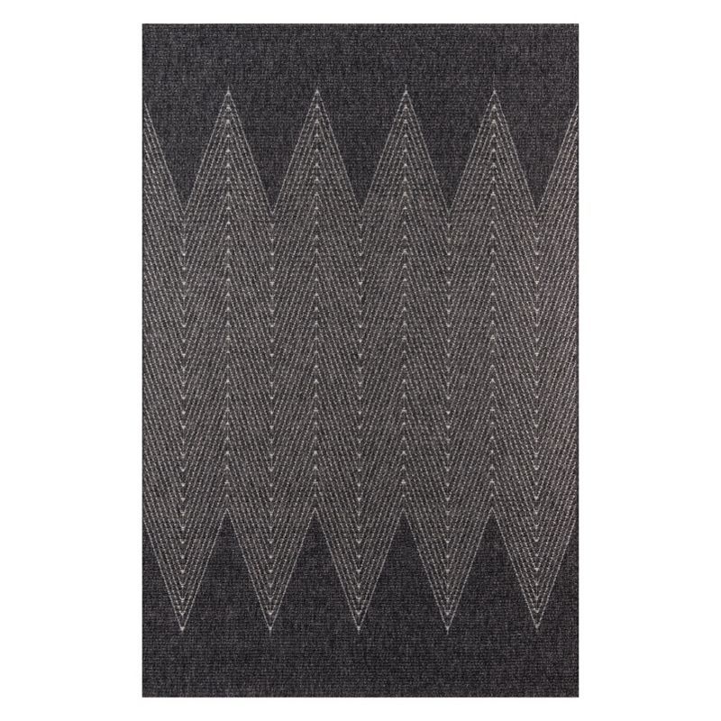 Gray Geometric Chevron Indoor/Outdoor Synthetic Rug 5' x 7'