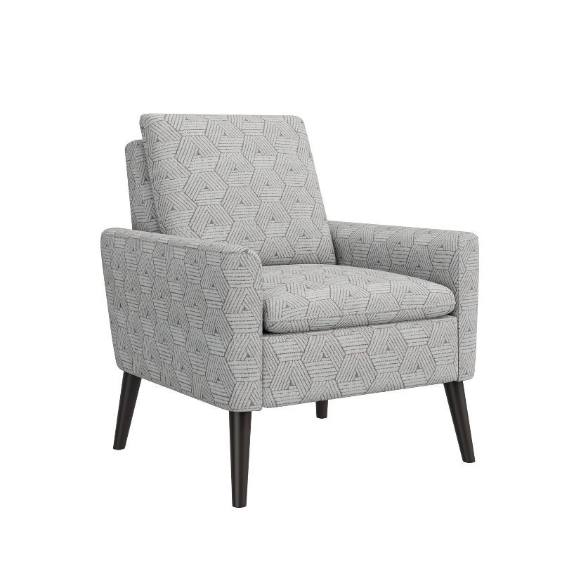 Mid-Century Modern Stone Honeycomb Fabric Accent Chair with Wood Legs