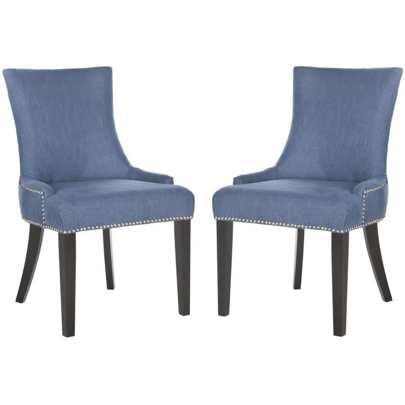 Transitional Linen Upholstered Parsons Side Chair in Blue