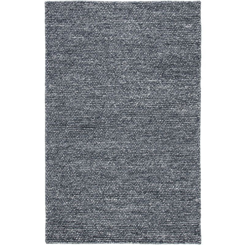 Dark Grey Handwoven Wool Area Rug, 5' x 8'