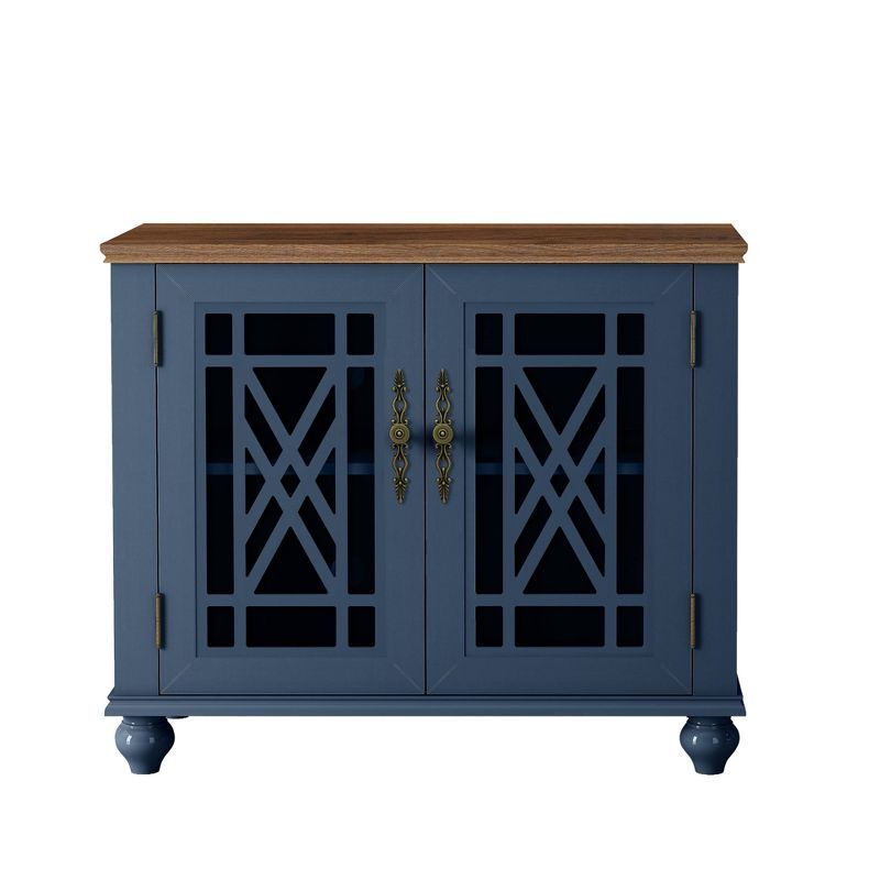 Navy and Wood Vintage Style Sideboard Buffet Cabinet