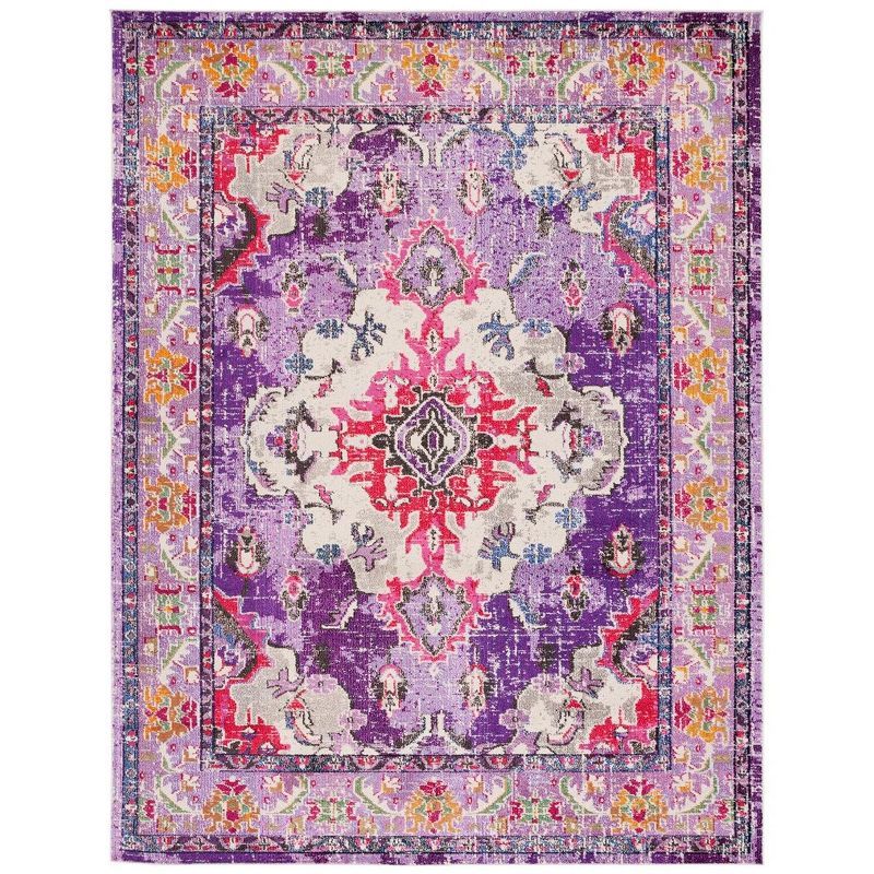 Violet and Fuchsia Boho Chic Rectangular Area Rug