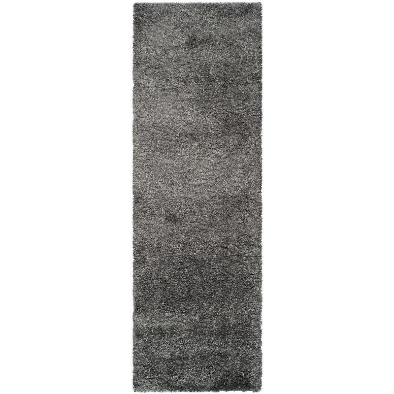 Dark Grey Tufted Handmade Shag Runner Rug