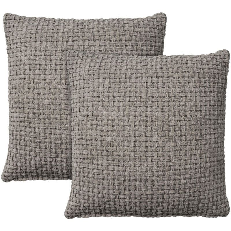 Mina Victory Woven Chenille 18" x 18" Gray Throw Pillow Set