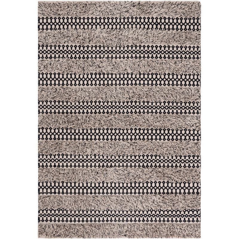 Natura Black and Ivory Handwoven Cotton Area Rug