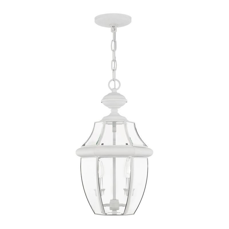 White Beveled Glass 2-Light Outdoor Hanging Lantern