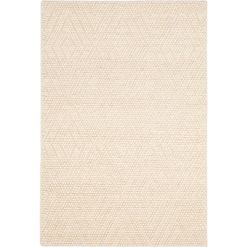 Ivory Hand-Tufted Wool Geometric Area Rug, 2' x 3'