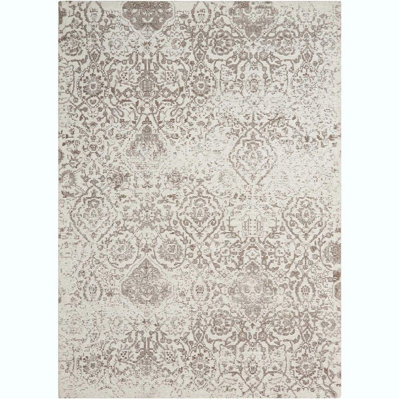 Ivory Medallion Synthetic Flat Woven Rectangular Rug 5' x 7'