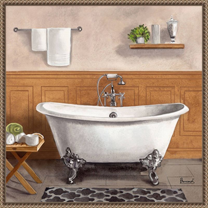 Serene Bath I Bronze Floater Frame Canvas Wall Art