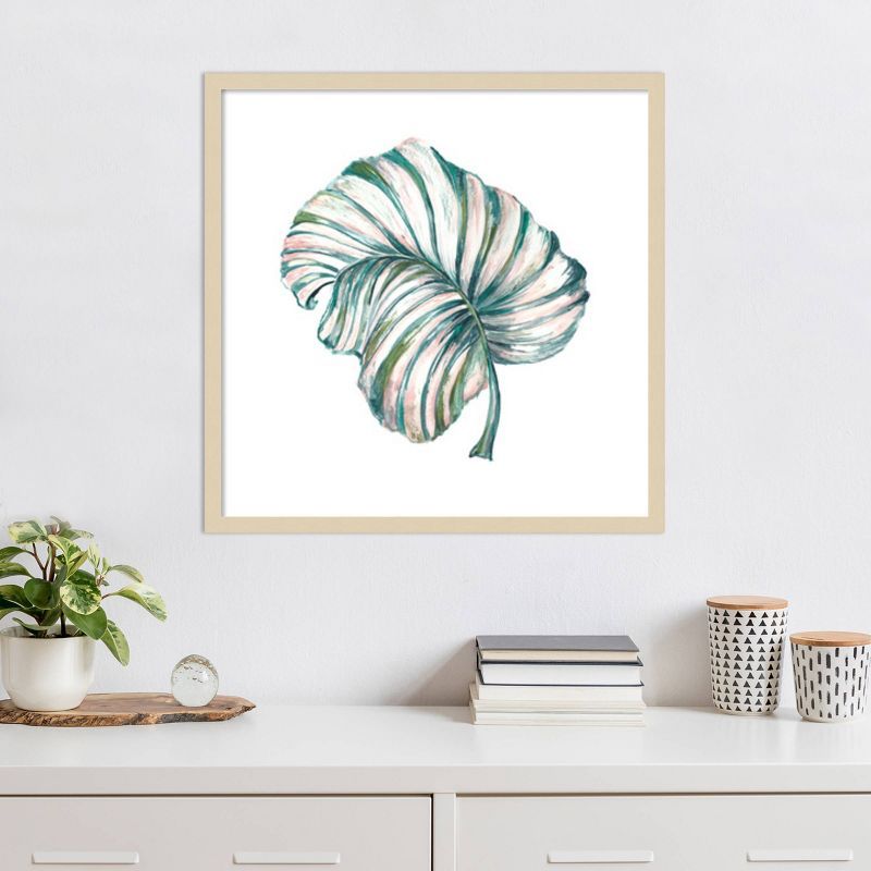 Island Leaf III 25"x25" Svelte Natural Wood Framed Wall Art Print