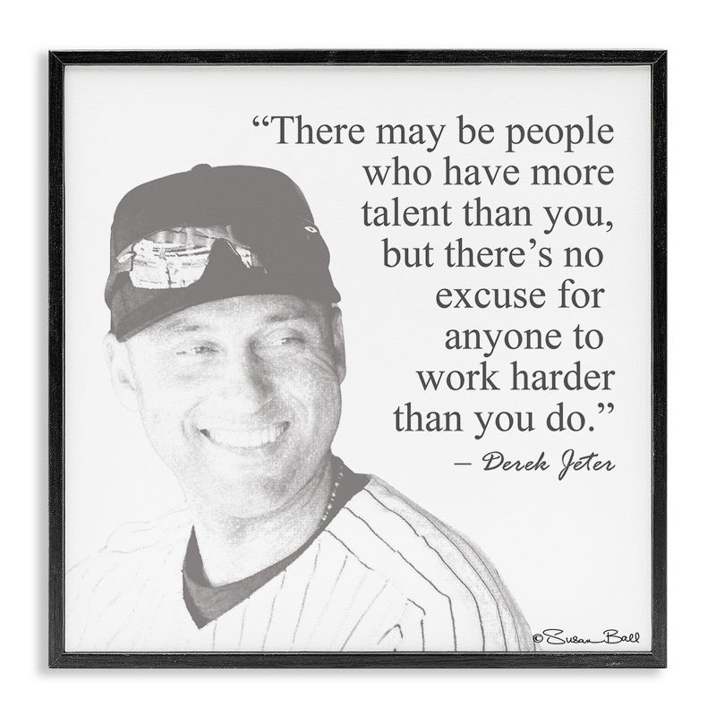 Black and White Derek Jeter Quote Wall Art in Wood Frame