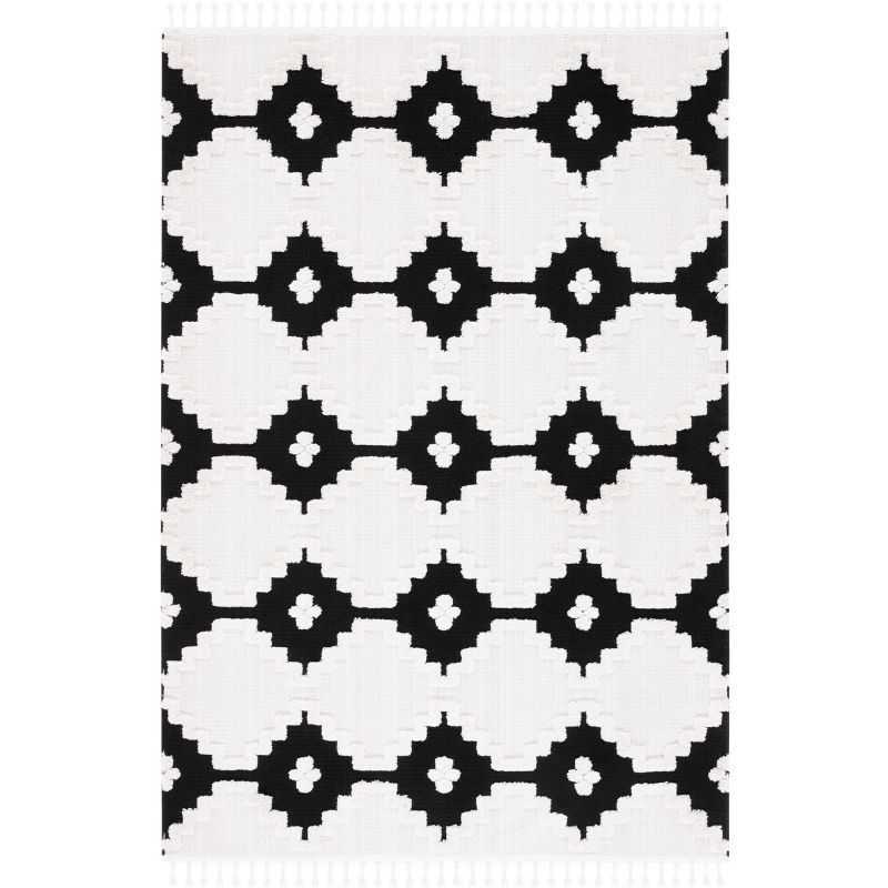 Ivory and Anthracite Hand-Knotted Moroccan Wool Area Rug