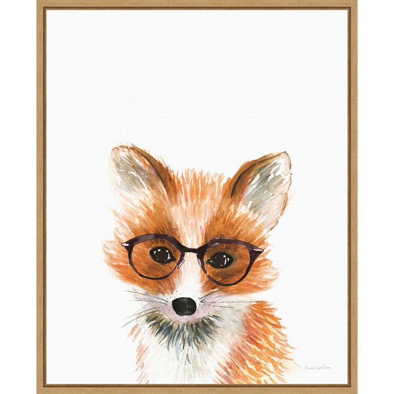 Fox in Glasses Framed Canvas Wall Art, 16" x 20"