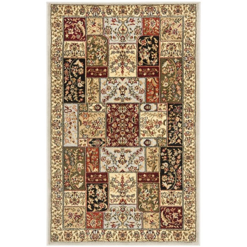 Grey and Multicolor Floral 4' x 6' Synthetic Area Rug