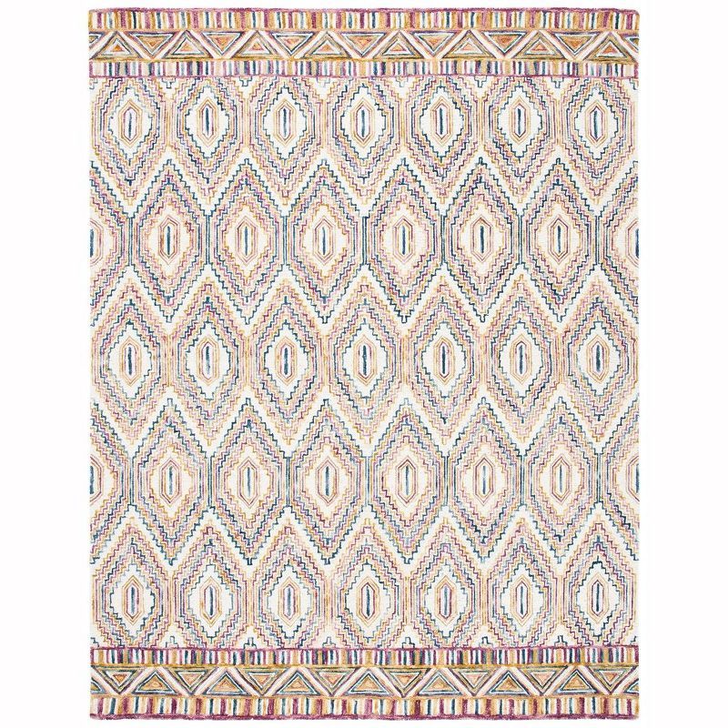 Ivory Geometric Hand-Tufted Wool Area Rug 8' x 10'