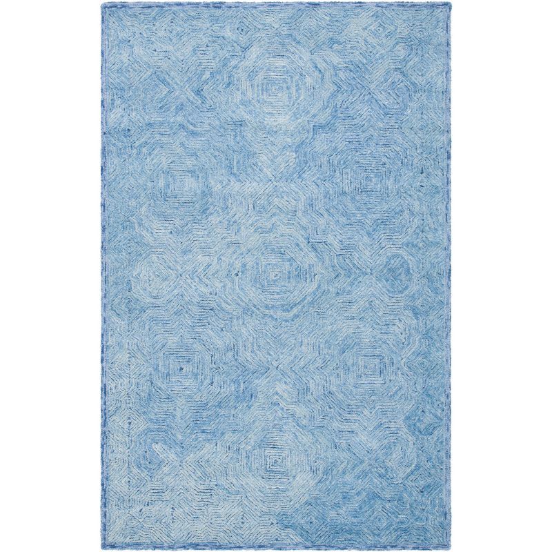 Blue Hand-Tufted Wool 8' x 10' Rectangular Rug