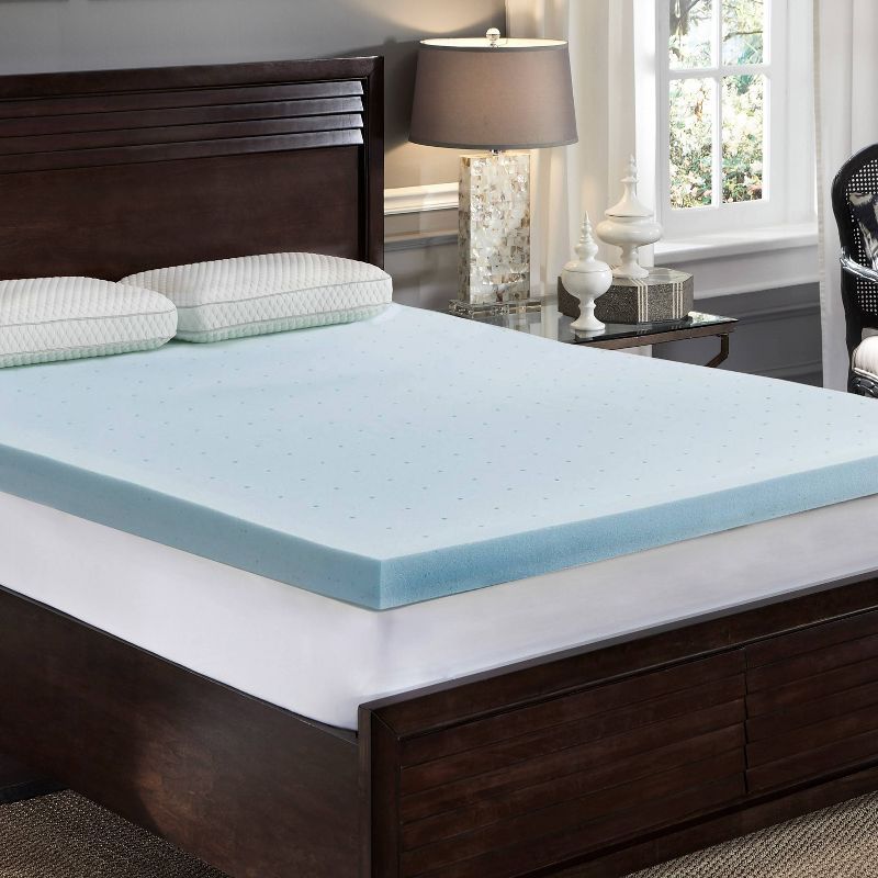 King 3" Blue Gel Memory Foam Mattress Topper