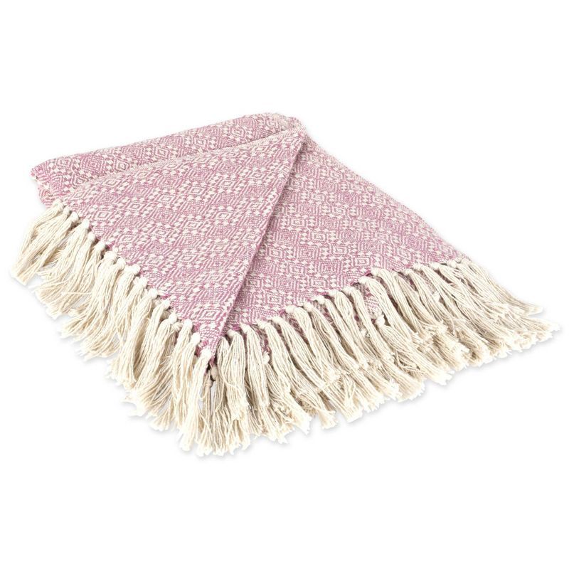 Rose Sherpa and Cotton Reversible Diamond Stitch Throw