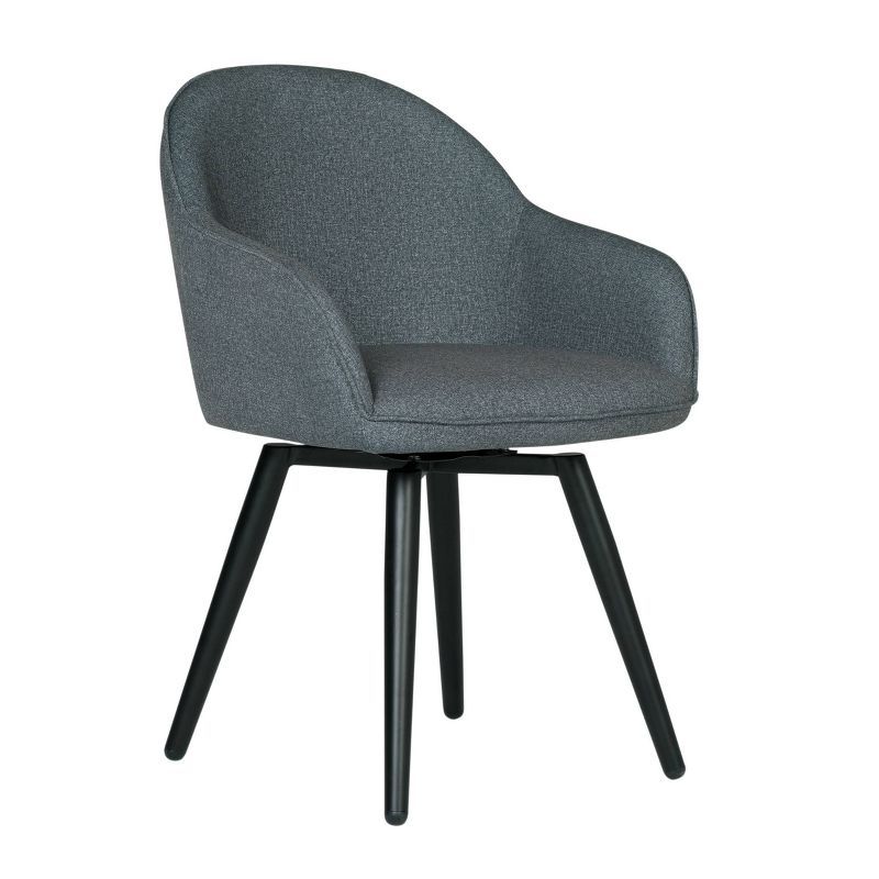 Charcoal Gray Metal Swivel Armchair with Upholstered Seat