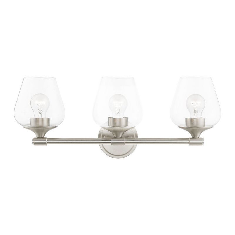 Brushed Nickel 3-Light Vanity Sconce with Clear Glass Shades