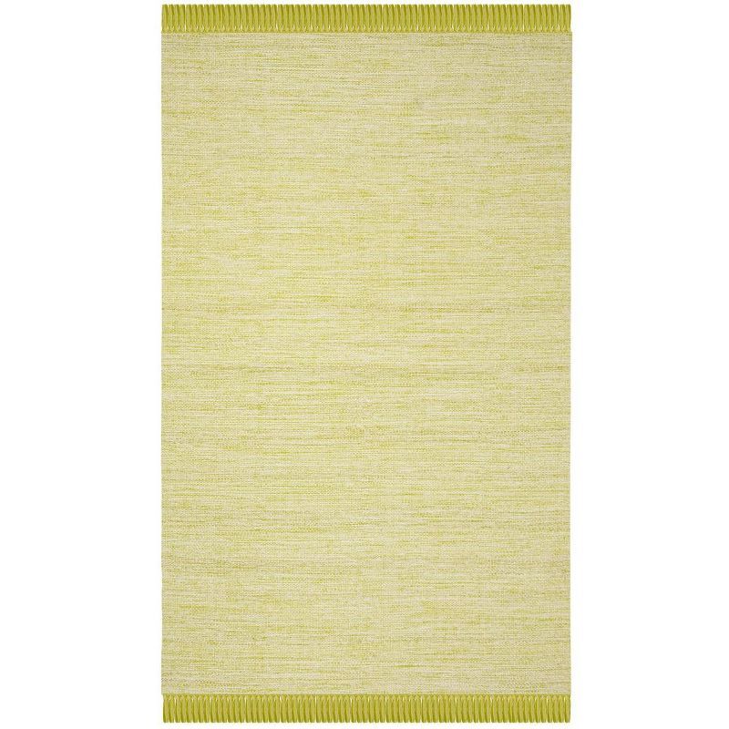 Hand-Woven Olive Green Cotton 5' x 8' Reversible Area Rug