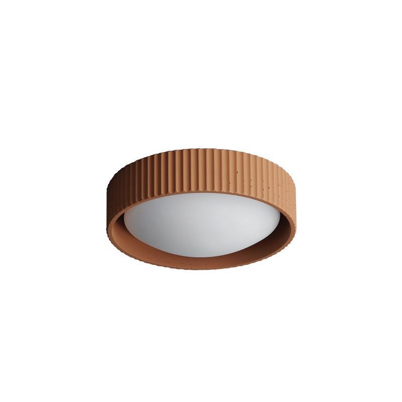 Terra Cotta LED Flush Mount Light with Glass Drum Shade