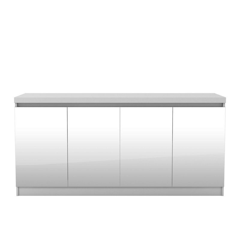 Elegant Gloss White Mirrored Buffet Cabinet 63"