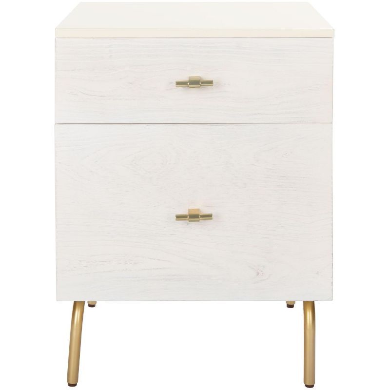 Genevieve Cream Mahogany 2-Drawer Nightstand with Gold Metal Legs