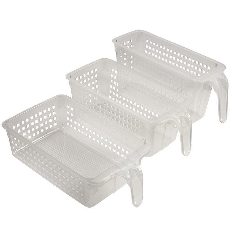 Set of 3 Clear Plastic Rectangular Handy Baskets