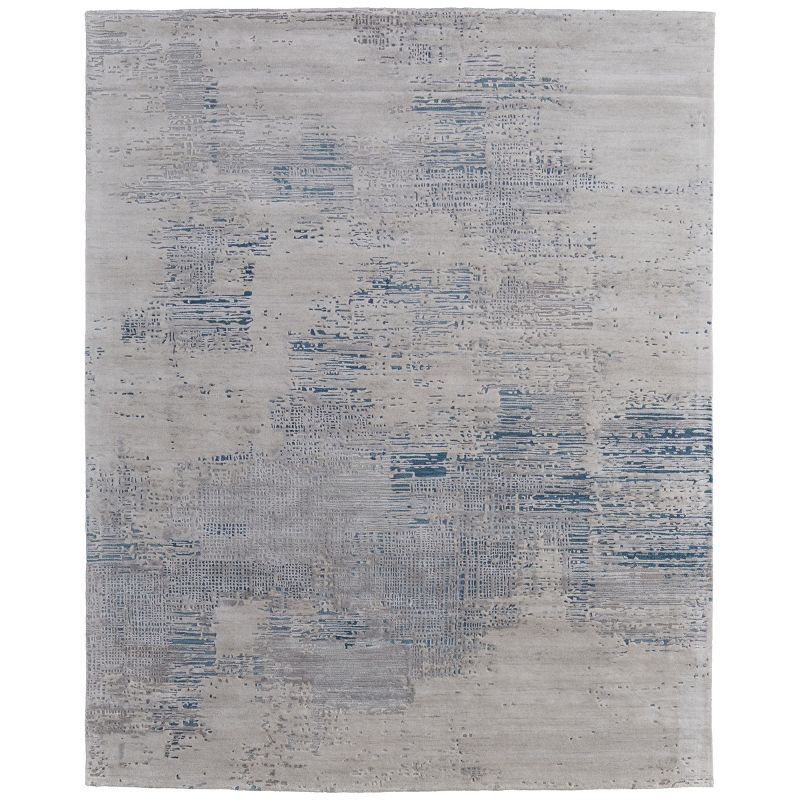 Zarah Gray Taupe Blue Abstract Wool Viscose Area Rug