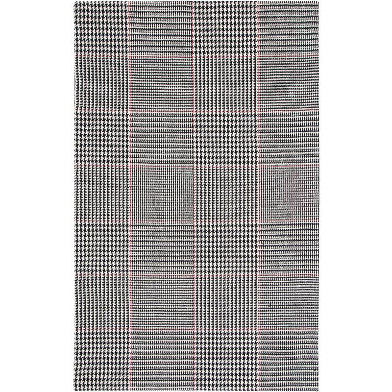 Ivory & Black Hand-Woven Cotton and Wool Area Rug - 5' x 8'