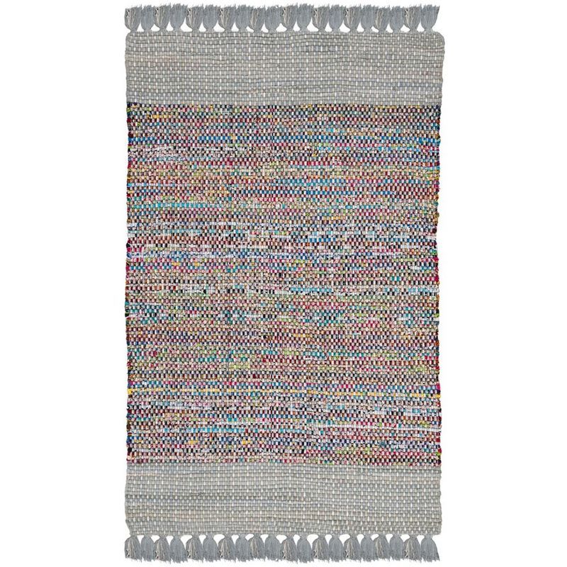 Gray Handwoven Cotton Rectangular Area Rug, 3' x 5'