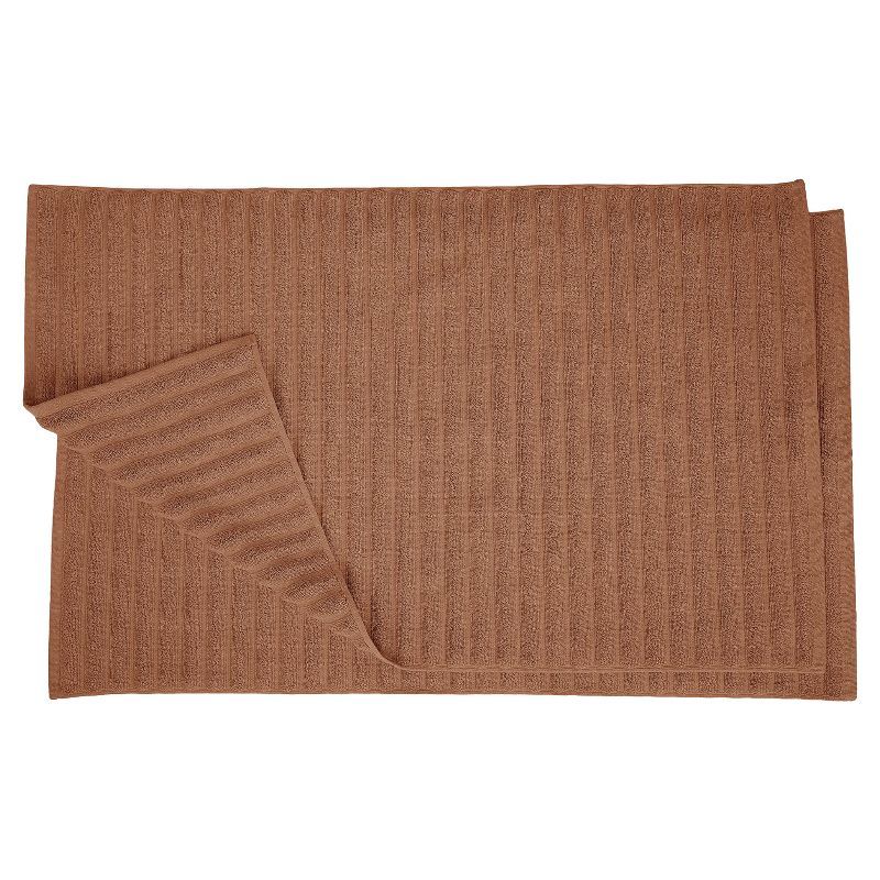 Brown Eco-Friendly Cotton Textured Bath Mat Set