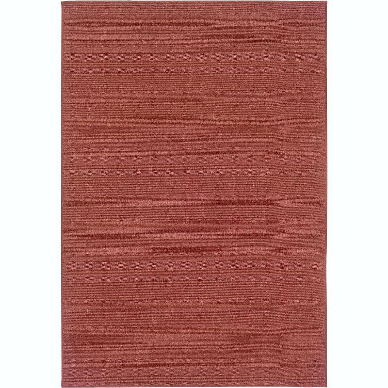 Casual Red Striped Synthetic Area Rug, 2'5" x 4'5"