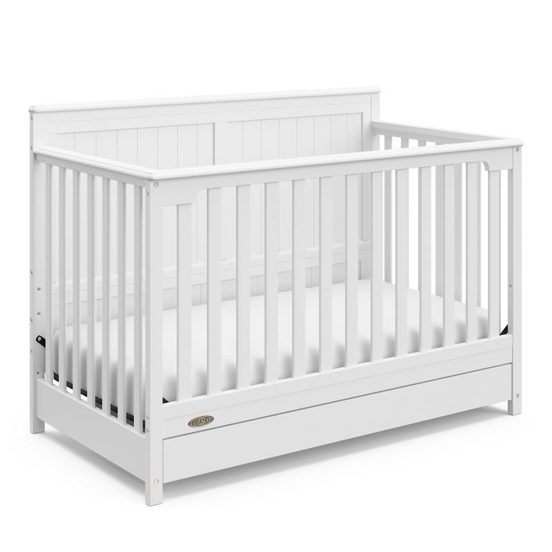 White 5-in-1 Convertible Crib with Storage Drawer