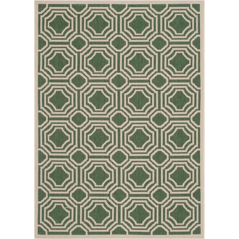 Green Geometric Low Pile Indoor/Outdoor Area Rug