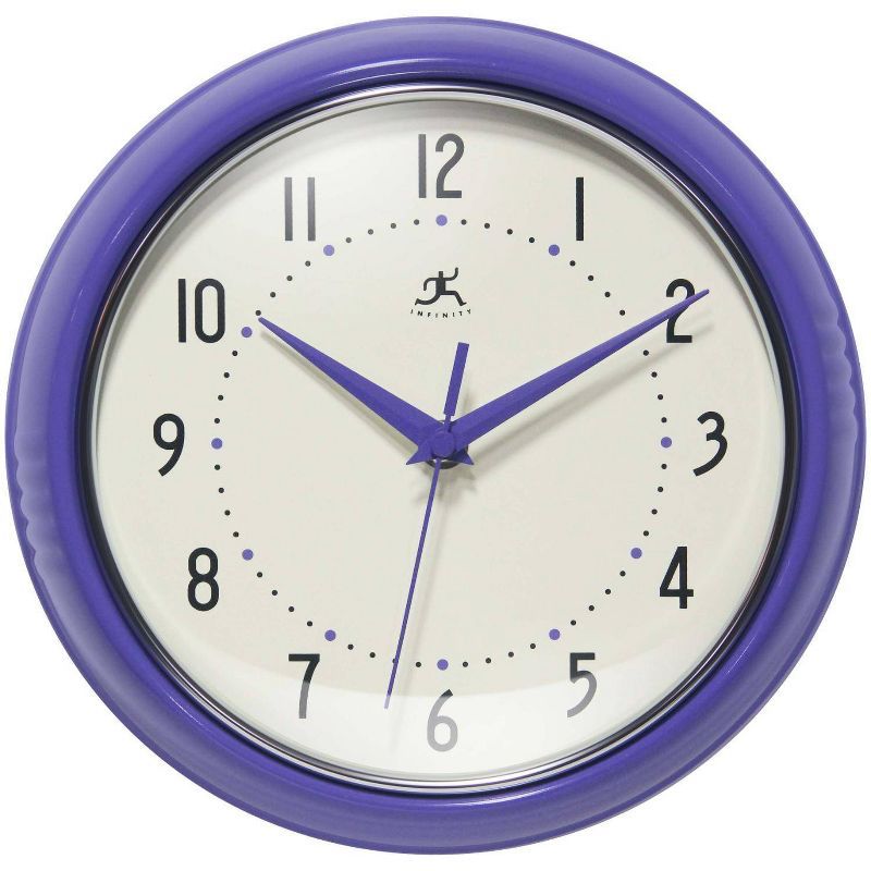 9.5" Retro Round Purple Aluminum Wall Clock